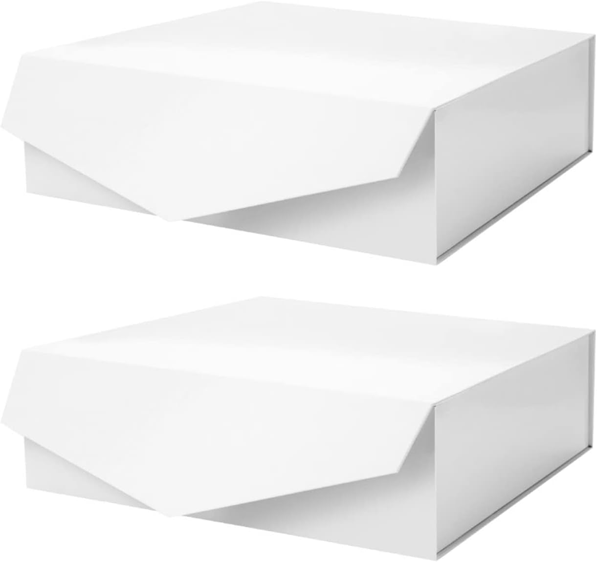 2 Gift Boxes 13.5X9X4.1 Inches, Large Gift Boxes with Lids, Bridesmaid Proposal Boxes, Sturdy Gift Boxes, Collapsible Gift Boxes with Magnetic Closure (Glossy White)
