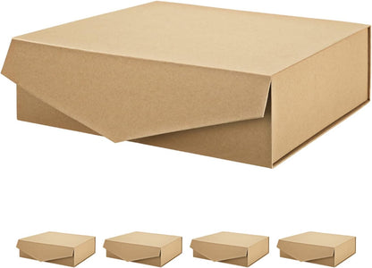 5 Gift Boxes 13.5X9X4.1 Inches, Large Gift Boxes with Lids Groomsman Boxes, Sturdy Gift Boxes, Collapsible Gift Boxes with Magnetic Closure (Kraft)