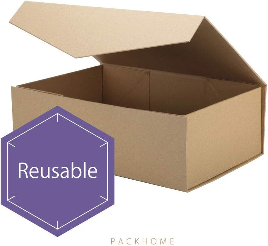 5 Gift Boxes 13.5X9X4.1 Inches, Large Gift Boxes with Lids Groomsman Boxes, Sturdy Gift Boxes, Collapsible Gift Boxes with Magnetic Closure (Kraft)