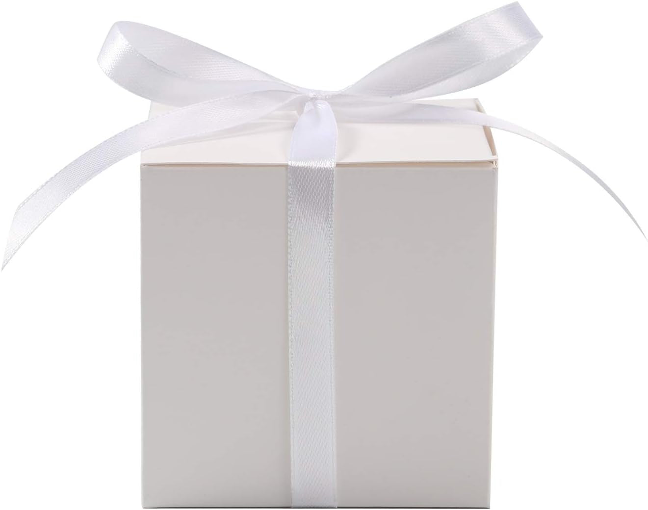 100Pcs Small Gift Boxes, Favor Boxes 2X2X2 Inches Paper Gift Boxes with Ribbons Candy Box for Wedding Favors Baby Shower Bridal Shower Birthday Party (White)