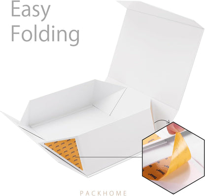 2 Gift Boxes 13.5X9X4.1 Inches, Large Gift Boxes with Lids, Bridesmaid Proposal Boxes, Sturdy Gift Boxes, Collapsible Gift Boxes with Magnetic Closure (Glossy White)