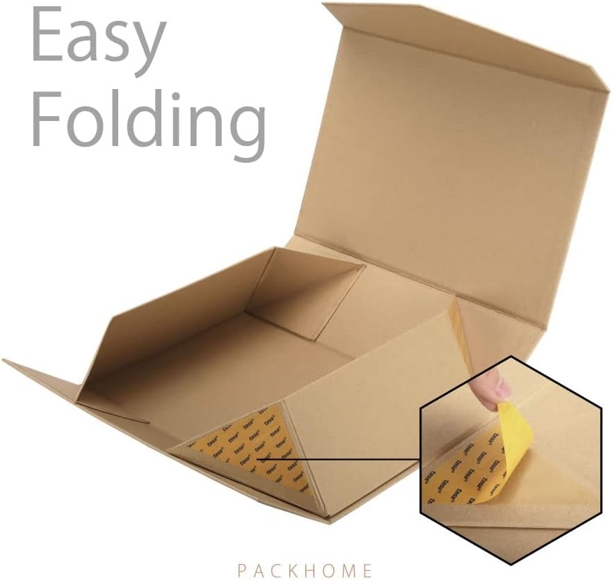 5 Gift Boxes 13.5X9X4.1 Inches, Large Gift Boxes with Lids Groomsman Boxes, Sturdy Gift Boxes, Collapsible Gift Boxes with Magnetic Closure (Kraft)