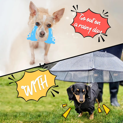 Dog Umbrella Adjustable Doggy Umbrella Chains Rainproof Snowproof for Puppy - Clear