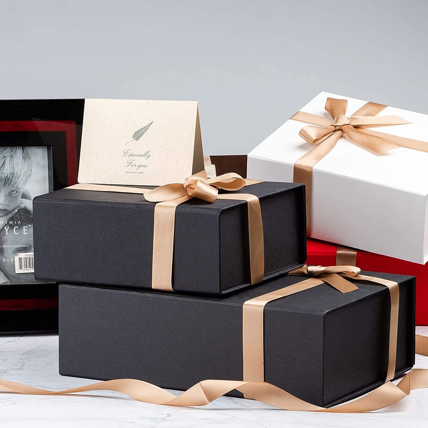 Gift Box 13.5''X10''X4'' Large Black Gifts Boxes with Magnetic Lids Luxury Gift Box for Groomsman Proposal Gifts Contains Card, Ribbon, Filler for Wedding, Christmas,Birthday Gift Packging