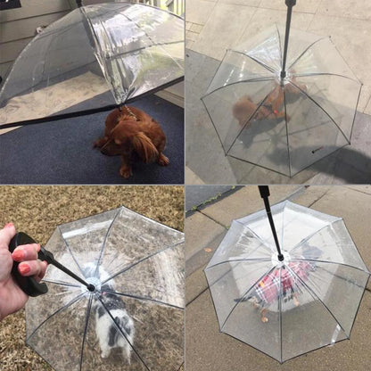 Dog Umbrella Adjustable Doggy Umbrella Chains Rainproof Snowproof for Puppy - Clear